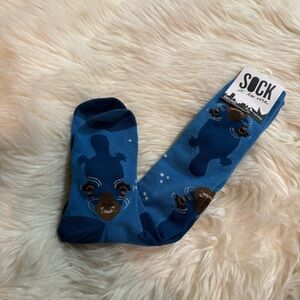 Knee High Platypus Blue Socks NWT Stocking Stuffer Women's 6-10